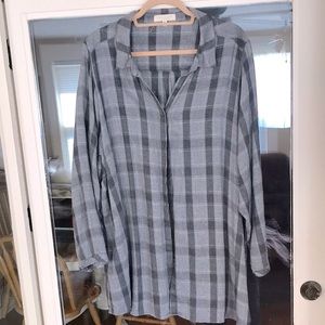 Button front tunic with Lurex detail